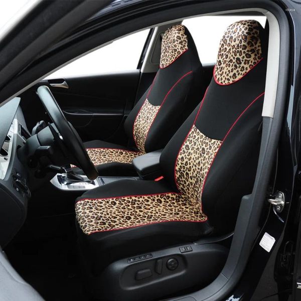 Housses de siège de voiture 2 sièges, imprimé léopard, coussin universel, Protection complète avant, pour voitures et camions