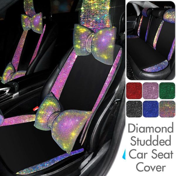 Fundas de asiento de coche 2023, funda de diamante brillante, cojín transpirable de seda helada Universal de lujo a la moda para Interior de mujer