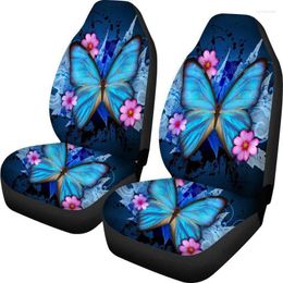 Housses de siège de voiture 2 pièces papillon bleu petite fleur rose housse de coussin universelle décorative