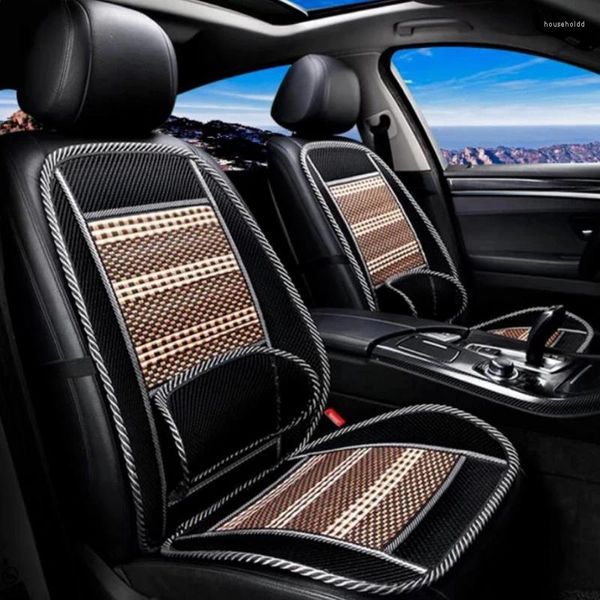 Cubiertas de asiento de coche 2 unids Universal Verano Ventilación transpirable Cintura Masaje Pad Cojín Cojín Estera de enfriamiento Accesorios de bambú de acero