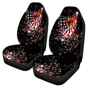 Auto -stoel omvat 2 stks usa vlag vlinderprintbeschermer eenvoudige ademende comfortabele cushion front voor vrouwelijke mannen