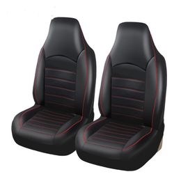 Auto -stoel omvat 2Seats PU Leather Front Fashion Style High Achter Bucket Cover Universal Auto Interior ProtectorCar