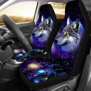 Auto -stoel omvat 3D Animal Wolf Printing Universal Set Protector Cushion Full Cover Auto Interior Accessoires