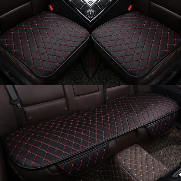 Housses de siège de voiture 3 pièces coussin de Protection Automobiles ensemble complet en cuir PU universel Auto accessoires intérieurs tapis Pad215T