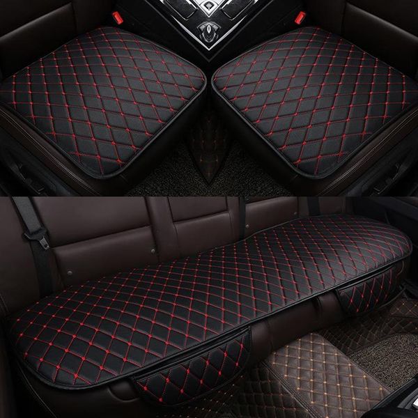 Housses de siège de voiture 3 pièces coussin de Protection Automobiles ensemble complet en cuir PU universel Auto accessoires intérieurs tapis Pad233F