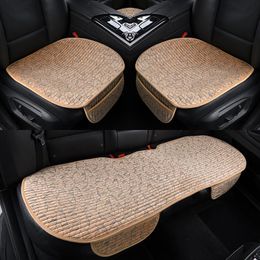 Housses de siège de voiture 3 pièces/ensemble couverture avant arrière en peluche chaud coussin protecteur tapis tampon flocage tissu Auto intérieur style camion SUV Van