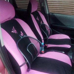 Fundas de asiento de coche 4/9 unids/set funda de cojín Universal automóviles Interior ajuste bordado estilo rosa púrpura