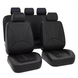 Fundas de asiento de coche 4 piezas/9 piezas PU cuero Universal cubierta conjunto completo negro Protector automóviles