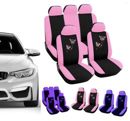 Auto Stoelhoezen 4 STKS/9 STKS/Set Cover Set Voor Vrouwen Meisjes Interieur Borduren Roze Auto Universele Auto Accessoires