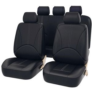 Housses de siège de voiture 9 pièces noir universel en cuir ensemble coussin 5 sièges housse de protection complète ProtectorCar