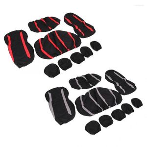 Auto -stoelbekleding 9 -stcs stoelen dek de bescherming kit ademende antiwar universele auto -accessoire hoofdsteun gaas doek 2 mm spons