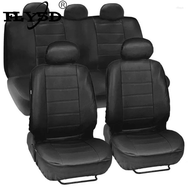 Couvrages de siège d'auto 9pcs Cover Universal Protector PU Le cuir avant arrière arrière Coussin de coussine