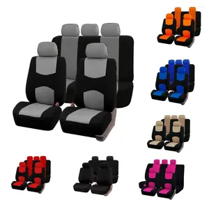 Car Seat Covers 9Pcs Universal Cover Set Fit Most Plain Fabric Bicolor Stylish Accessories Decoration Protective