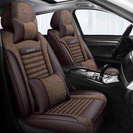 Auto -stoel bedekt een volledige set universele lederen splicing cover fit Seatleon Ibiza Cordoba Toledo Marbella Terra Ronda Interior