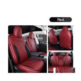 Accessoires de housses de siège de voiture Er pour Tesla modèle Y/S Cuir de haute qualité sur mesure 5 places Coussin 360 degrés Fl Ered 3 uniquement fabriqué Dhqz0