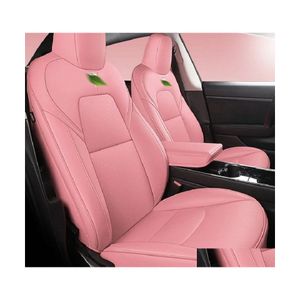 Housses de siège de voiture Accessoires Er pour Tesla Model Y / S Cuir de haute qualité Ajustement personnalisé Coussin 5 places 360 degrés Fl Ered Model3 Only Dhn4H