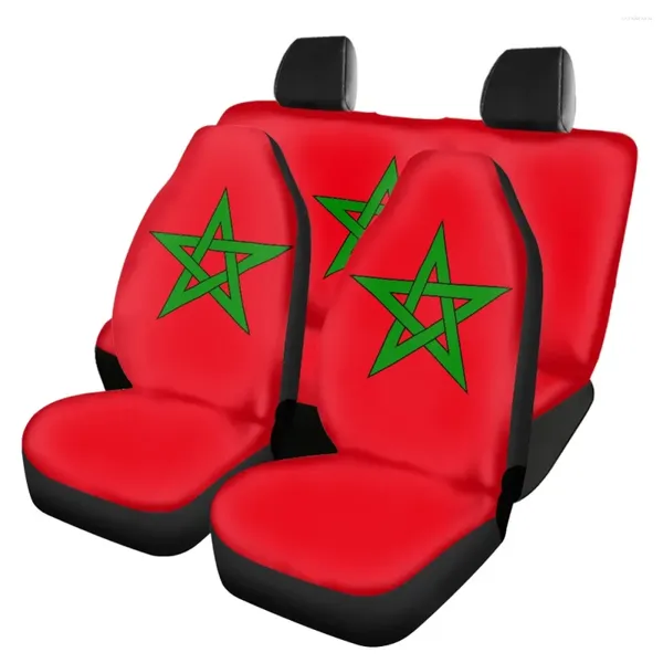 Housses de siège de voiture, accessoires, drapeau marocain, ensemble complet avant et arrière, paquet de 4, décorations universelles de protection automobile