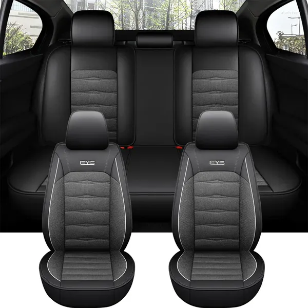 Housses de siège de voiture Housse d'accessoire automatique pour Golf 7 Peugeot 2008 Polo Sedan Chevrolet Onix Lin Universel Ensemble complet Coussin intérieur Femme