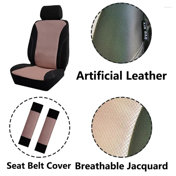 Cubiertas de asiento de automóvil Auto Plus Accesorios Girls Plush 2 Frente Uuniversal Tamaño Cuero Jacquard Conjunto completo con cinturón de seguridad Bolsa trasera