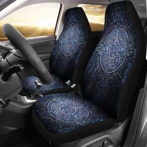 Fundas para Asientos de Coche Símbolo Azteca Azul (Juego de 2) Pack 2 Fundas Protectoras Delanteras Universales