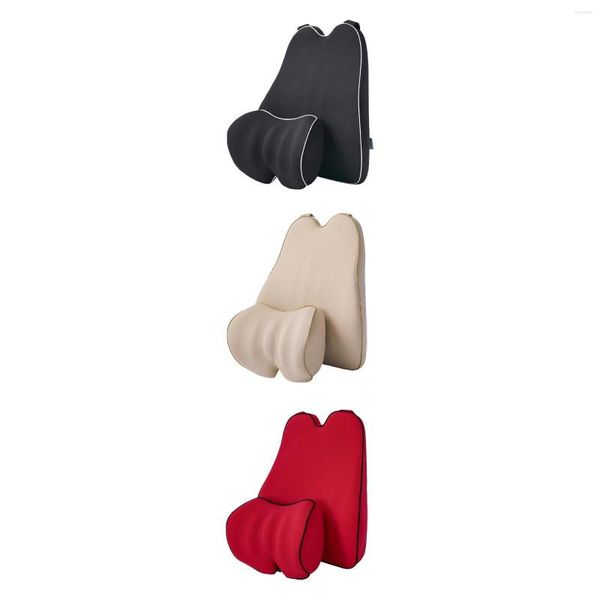 Cubiertas de asiento de coche Cojín trasero Soporte lumbar Kit de almohada para el cuello para silla de juegos Conducción Reposacabezas cervical inferior