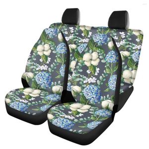 Fundas de asiento de coche Hermoso diseño de hortensia Accesorios para automóviles Conjuntos de fundas para mujeres Antideslizante General Delantero y trasero