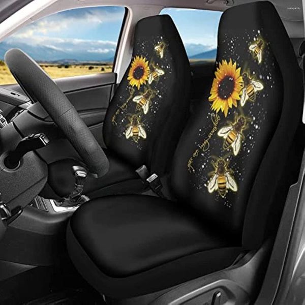 Housses de siège de voiture Abeille avec tournesol en couverture noire Vous êtes mon Shineshine Floral SUV Sedan Van Heavy Dusty Protector Beautiful