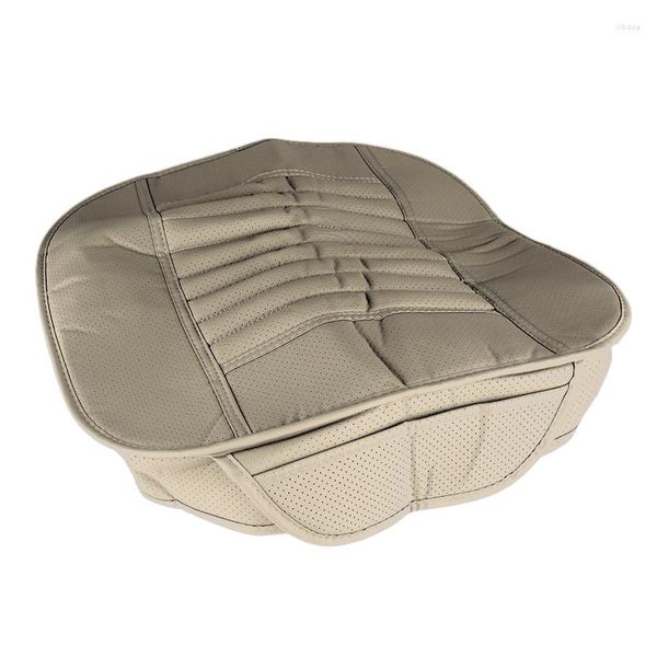 Fundas de asiento de coche Beige Cojín delantero Funda de alfombrilla Suave transpirable Carbón de bambú Envolvente completo Universal