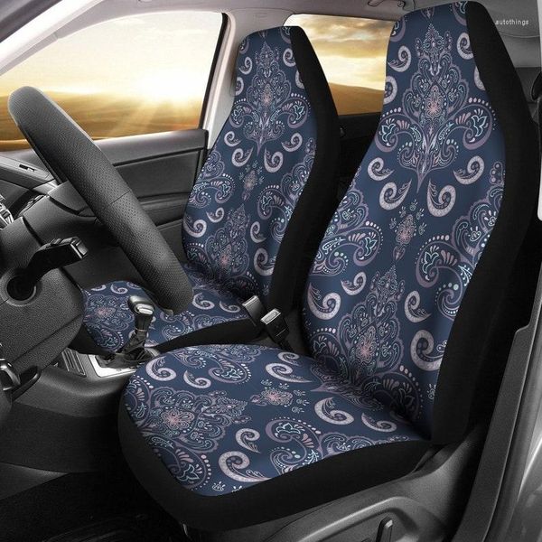 Housses de siège de voiture bleu élégant décor chic paire 2 accessoire de protection avant papillon