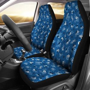 Housses de siège de voiture bleu avec motif de fleurs délicates blanches et grises sur ou SUV ajustement universel pour sièges baquets