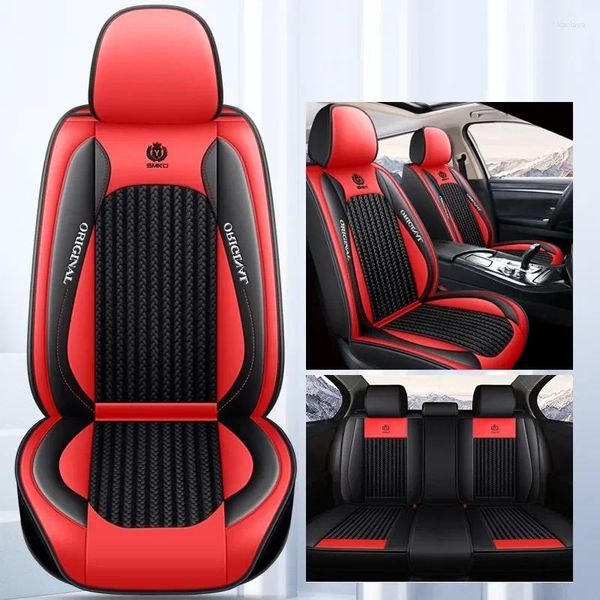 Fundas de asiento de coche, malla transpirable, cuero, conjunto completo universal, cojín resistente al desgaste, accesorios interiores de PU