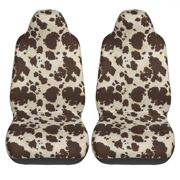 Fundas de asiento de coche con estampado de vaca marrón, cubierta de cubo frontal vintage, accesorios para automóviles, universales, se adapta a la mayoría de los coches, 2 uds.