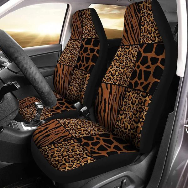 Couvre les couvre-autocytans Brown Leopard Print Set de 2 sièges avant avant Protecteur ACCESSOIRES AUTO DÉCORNE UNIVERSEL