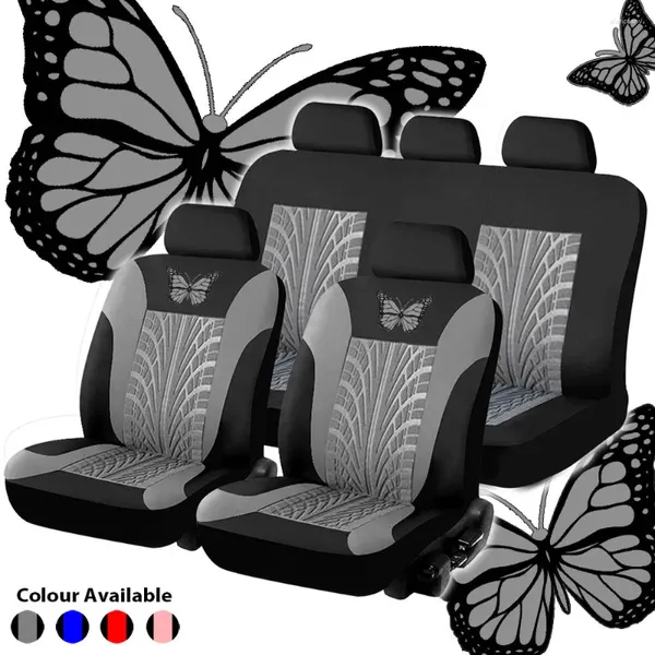 Cubiertas de asiento de coche Cubierta impresa de mariposa Conjunto completo Impresión de neumáticos Auto Protección a prueba de polvo Accesorios de decoración interior