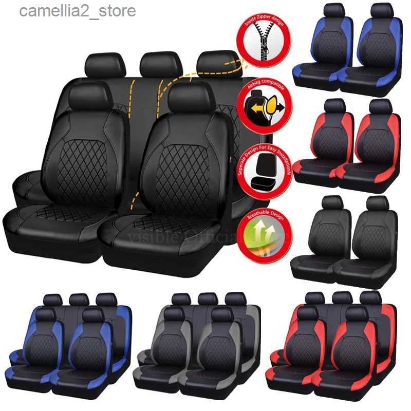 Car Seat Covers Car PU Leather Seat Covers Airbag Compatible Car Interior Accessories Front/ Rear/ Full Set Cover Cushion Universal Fit Most New Q231120