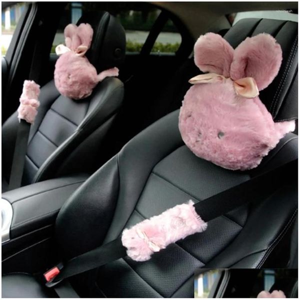 Cubiertas de asiento de coche Asiento de coche Ers Lindo Cuello Almohada Suave Reposacabezas Accesorios interiores para niñas Shoder Traje de seguridad Drop Drop Entrega Autom DH0HC