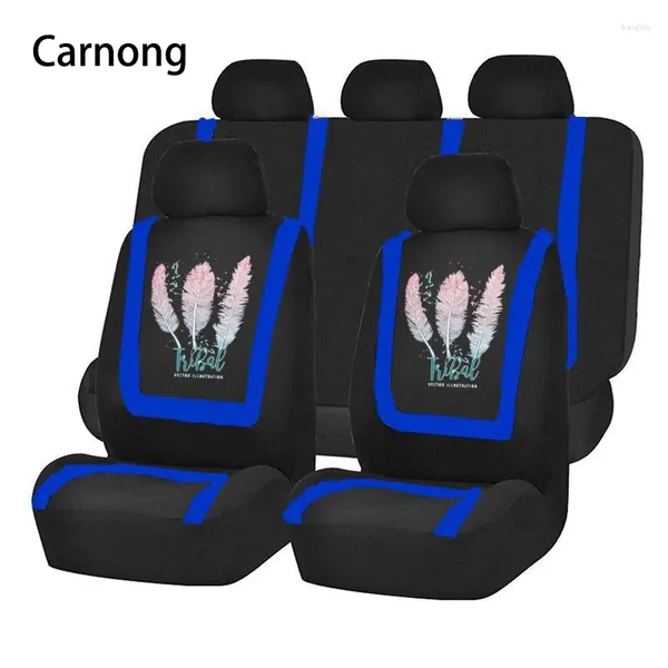 Cubiertas de asiento de automóvil Carnong Auto Vechile Universal Cute Feather Regalo Full Juego completo Black Black Black 5SEats Protector Accesorios internos