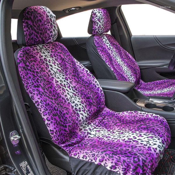 Housses de siège de voiture Carnong Warmer Cover Winter Leopard Plush Protector Front Low Back Hatchback Berline Pickup Vechile Intérieur Accessoires
