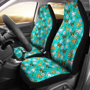 Housses de siège de voiture Chihuahua Dog And Flower Cover 091114 Lot de 2 protections avant universelles