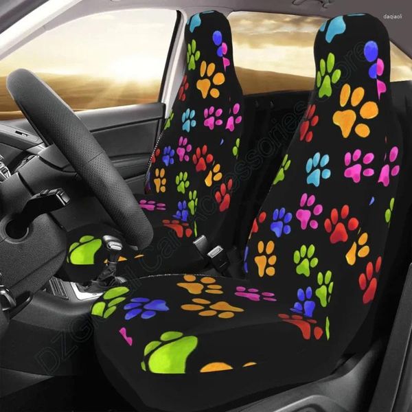 Fundas para asientos de coche con estampado de perro colorido para mujer, protector interior con diseño bohemio delantero, juego de 2 universales