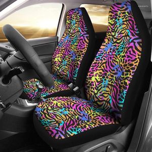 Housses de siège de voiture coloré léopard guépard Animal imprimé Art abstrait paire 2 accessoire de protection avant