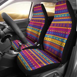 Auto -stoel omvat kleurrijk Mexicaans Zuidwestelijke stijlpatroon Boho Ethni Pack van 2 Universal Front Protective Cover