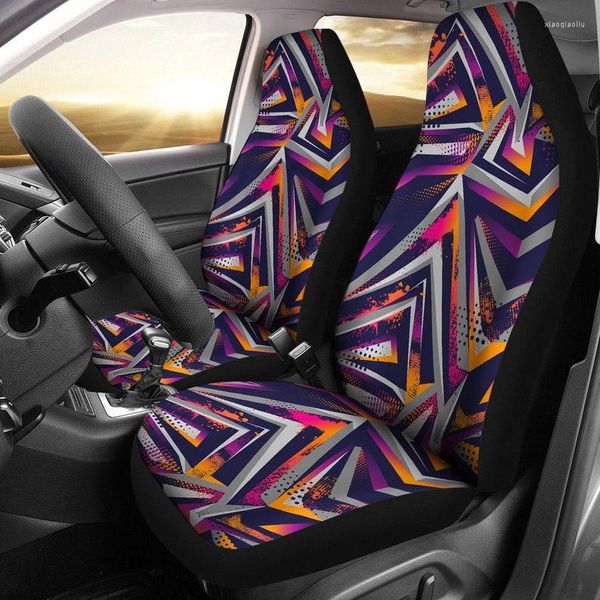 Housses de siège de voiture Paire d'art abstrait violet orange coloré 2 accessoires de protection avant