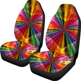 Auto Stoelhoezen Kleurrijke Tie Dye Swirl Print Universele 2 st Voor Emmer Mat Voor Honden Zadel Deken Protectors sedan Wa