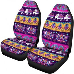 Housses de siège de voiture couvrent 2 pièces ensemble Boho Mandala Hippie éléphant imprimé S pour couverture de selle douce bohème élégant avant animaux seau