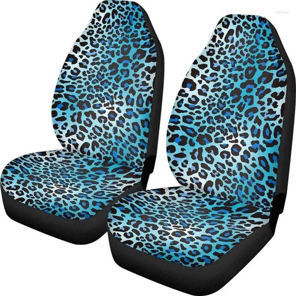 Fundas de asiento de coche Funda con estampado de leopardo azul S para hombres y mujeres Protectores delanteros de cubo de guepardo salvaje cómodos universales