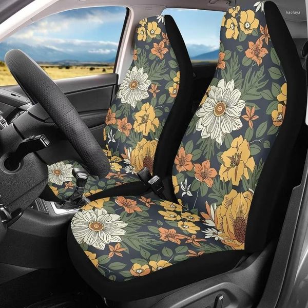 Housses de siège de voiture, couverture de marguerite fleur S, coussin Vintage pour protection avant, décoration intérieure automobile Durable, ajustement universel SUV