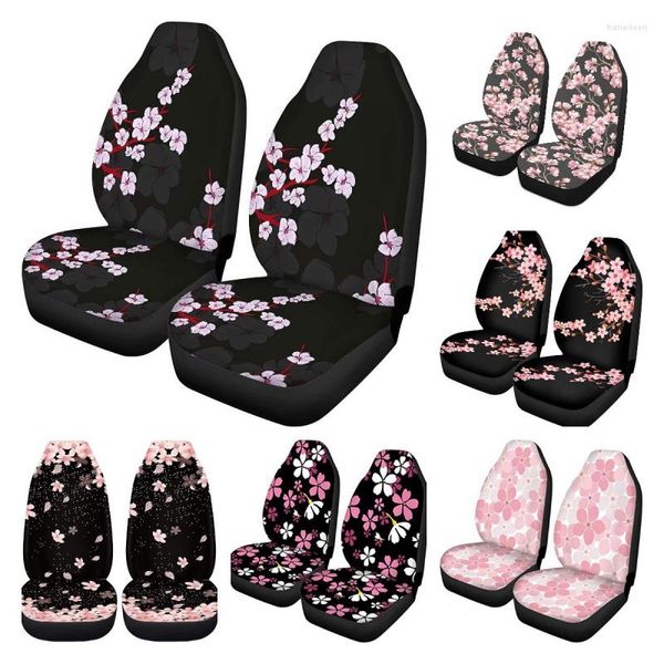 Fundas para asientos de automóvil Fundas con estampado de flores de cerezo S Juego de 2 accesorios protectores de cubo delantero Ajuste universal para la mayoría de los camiones