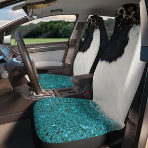 Housses de siège auto imprimé vache léopard turquoise paillettes