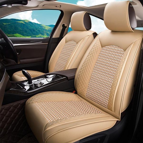 Housses de siège de voiture housse de coussin glace soie épissage cuir Auto ensemble pour 5 sièges accessoires intérieurs universels